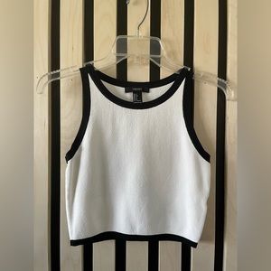 Forever 21 White & Black Crop Top